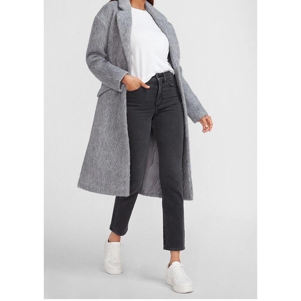 Express Gray Wool Blend Long Coat Medium Minimalist Car Coat Winter